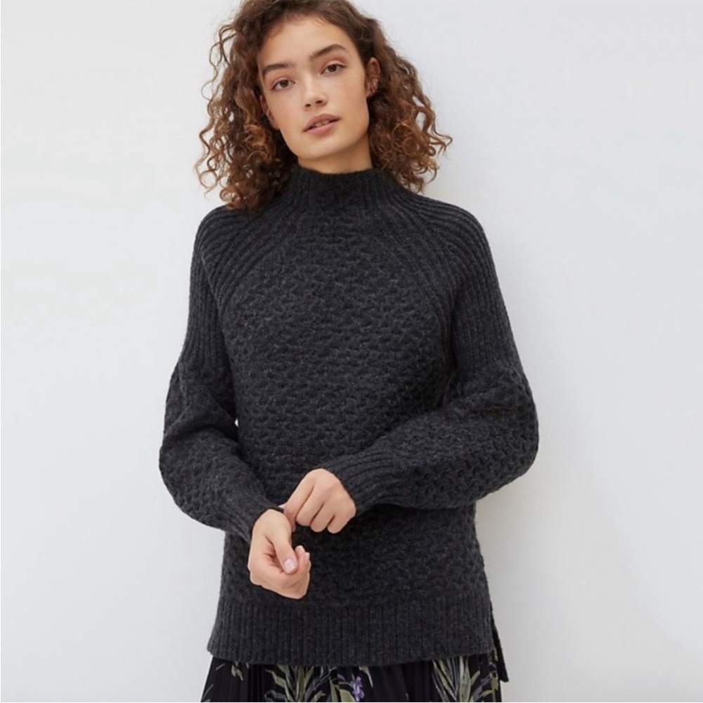 Anthropologie Bia Mock Neck Tunic Alpaca Blend Knit Sweater Grey Size Small